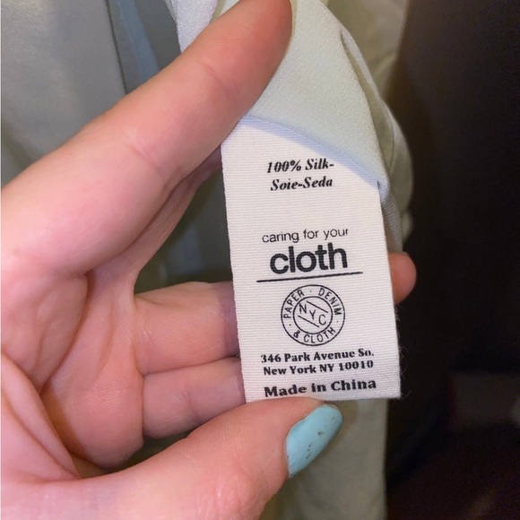 NWT 100% Silk Mint Green Button Down Blouse - Picture 4 of 4